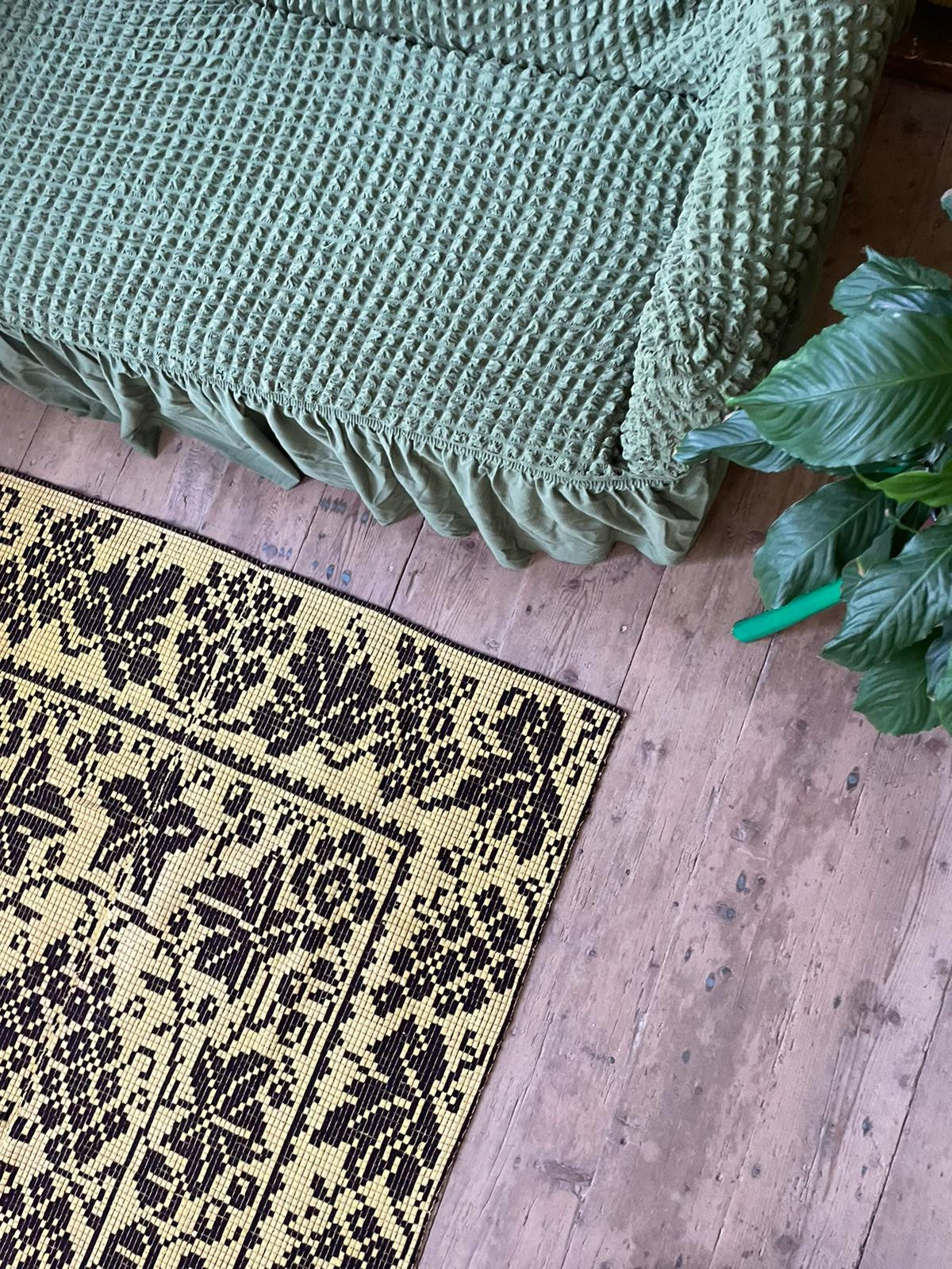Vintage Yellow Floral Romanian Wool Rug, 196x132 cm, view 10