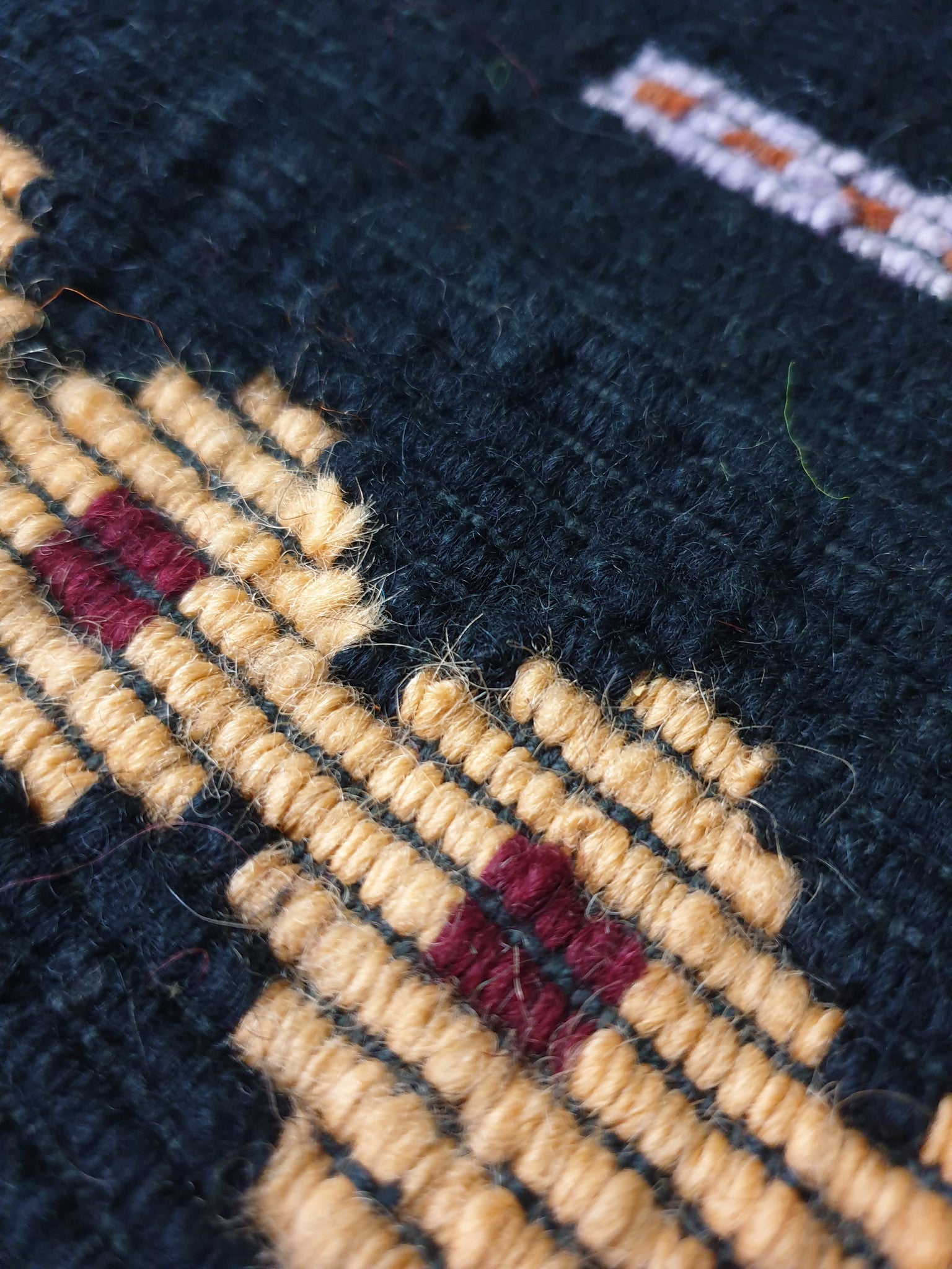Vintage Black Floral Romanian Wool Rug, 210x151 cm, view 7
