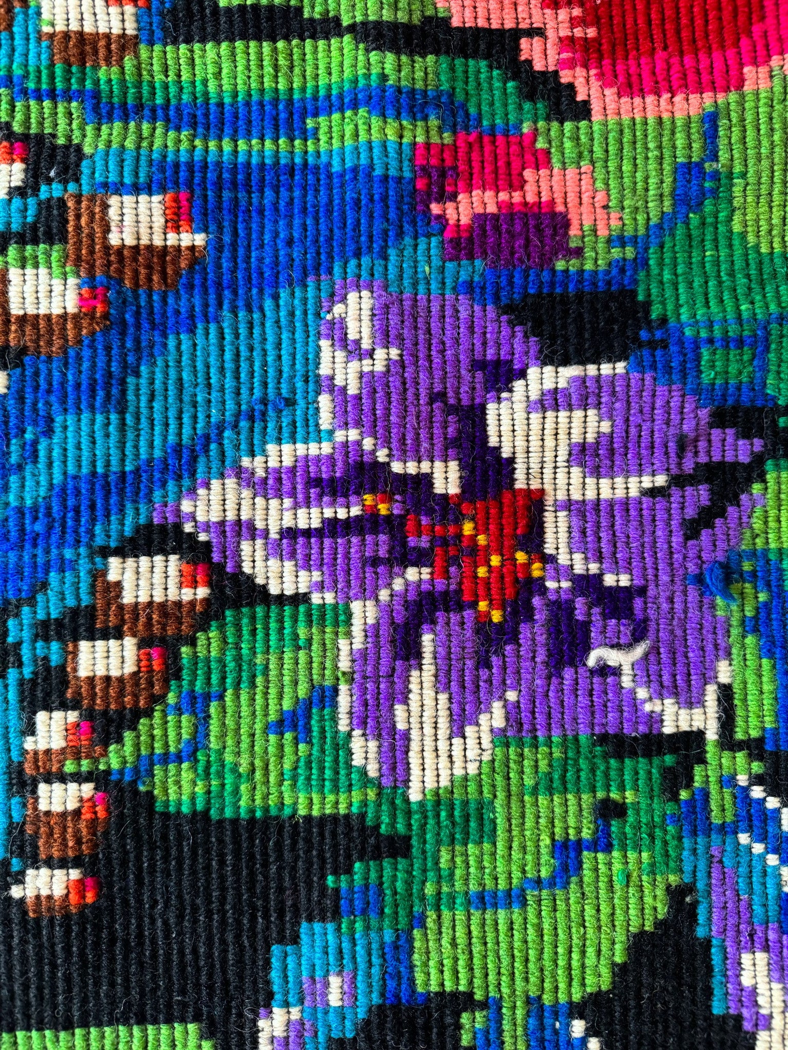 Vintage Green Floral Romanian Wool Rug, 218x150 cm, view 5