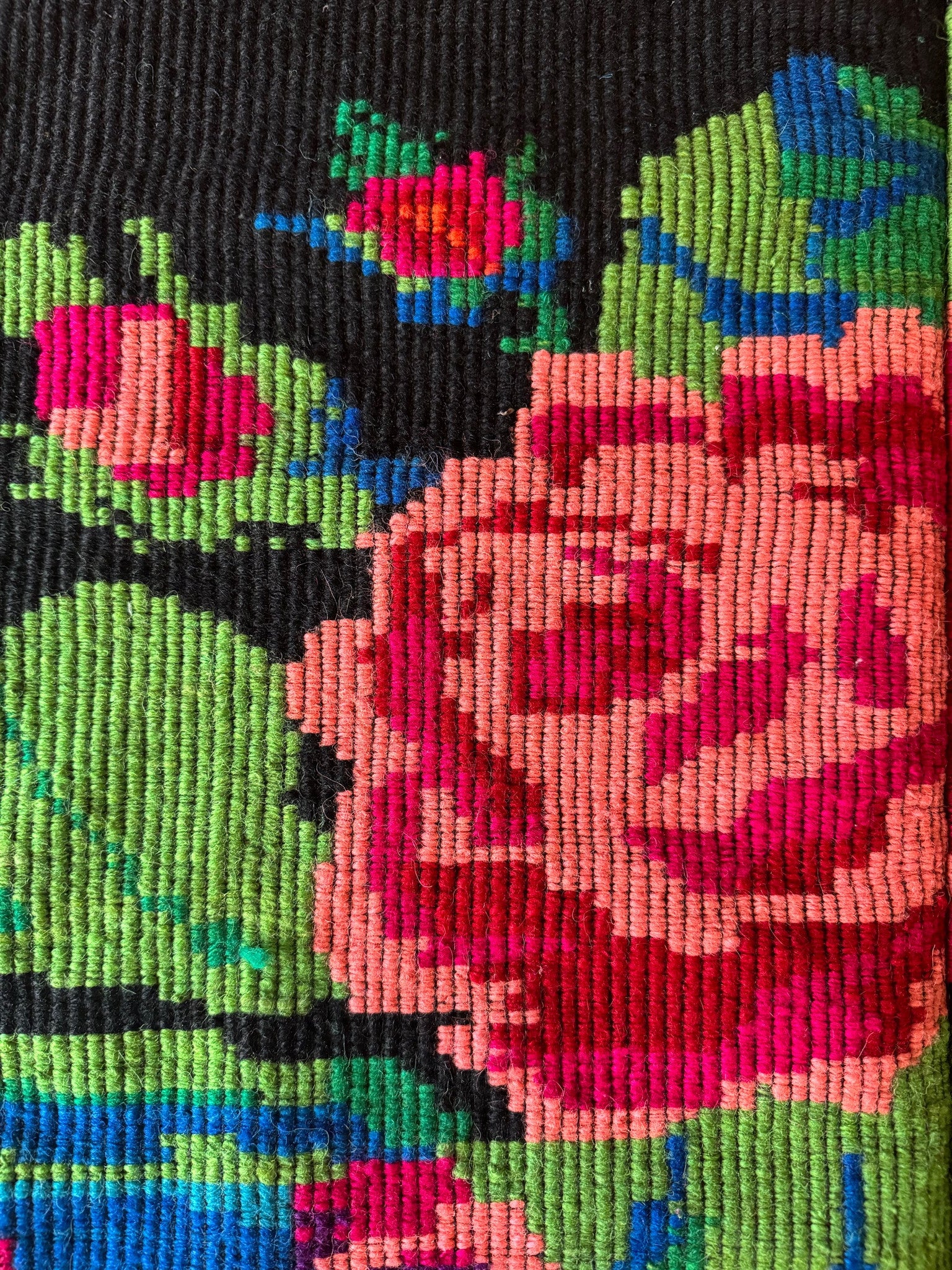 Vintage Green Floral Romanian Wool Rug, 218x150 cm, view 6