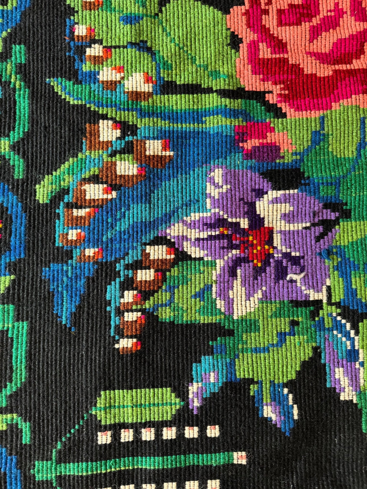Vintage Green Floral Romanian Wool Rug, 218x150 cm, view 8