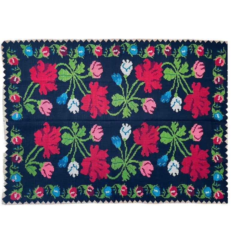 Vintage Floral Romanian Wool Rug, 220x160 cm