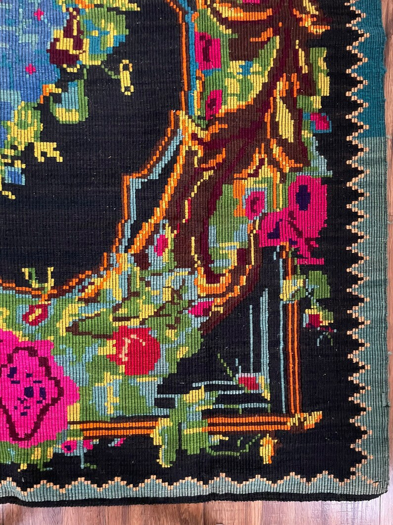 Vintage Floral Romanian Wool Rug, 227x154 cm, view 5