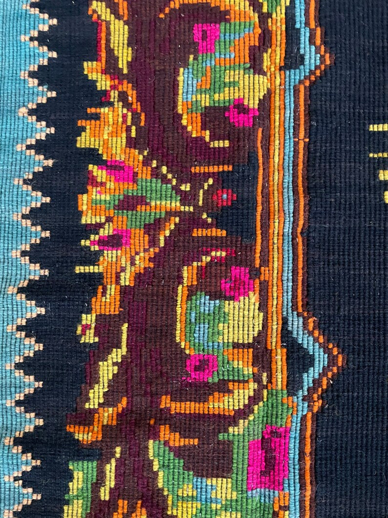 Vintage Floral Romanian Wool Rug, 227x154 cm, view 6