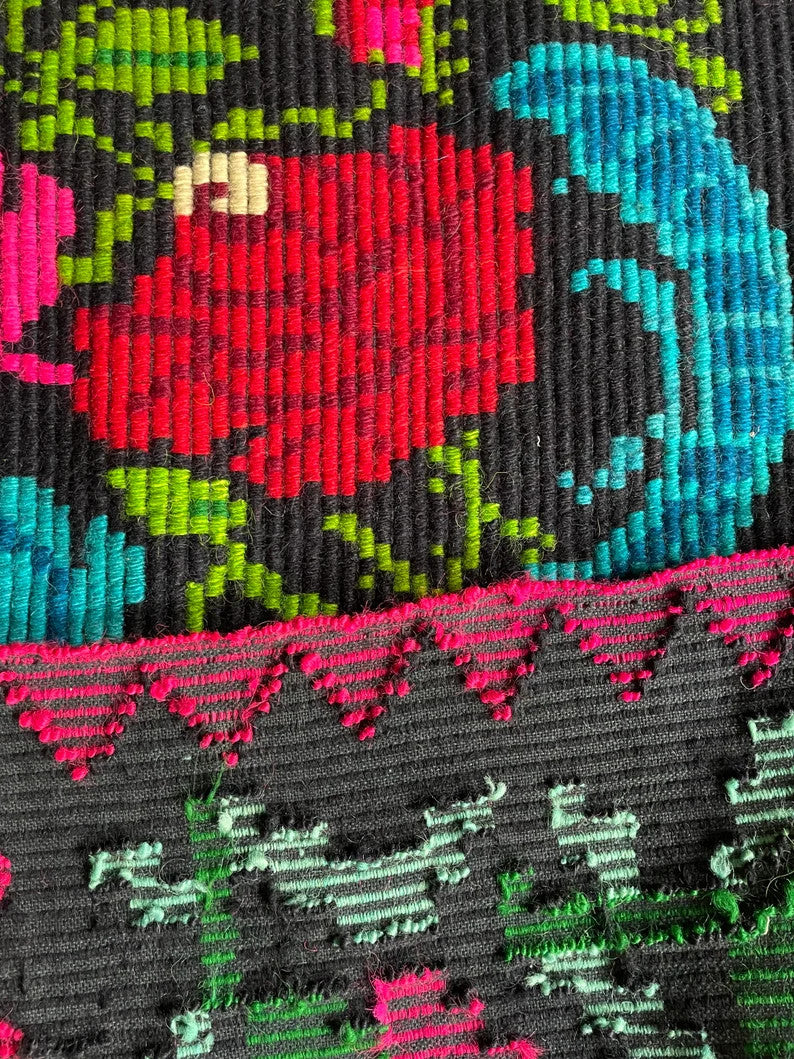 Vintage Black Floral Romanian Wool Rug, 231x155 cm, view 4