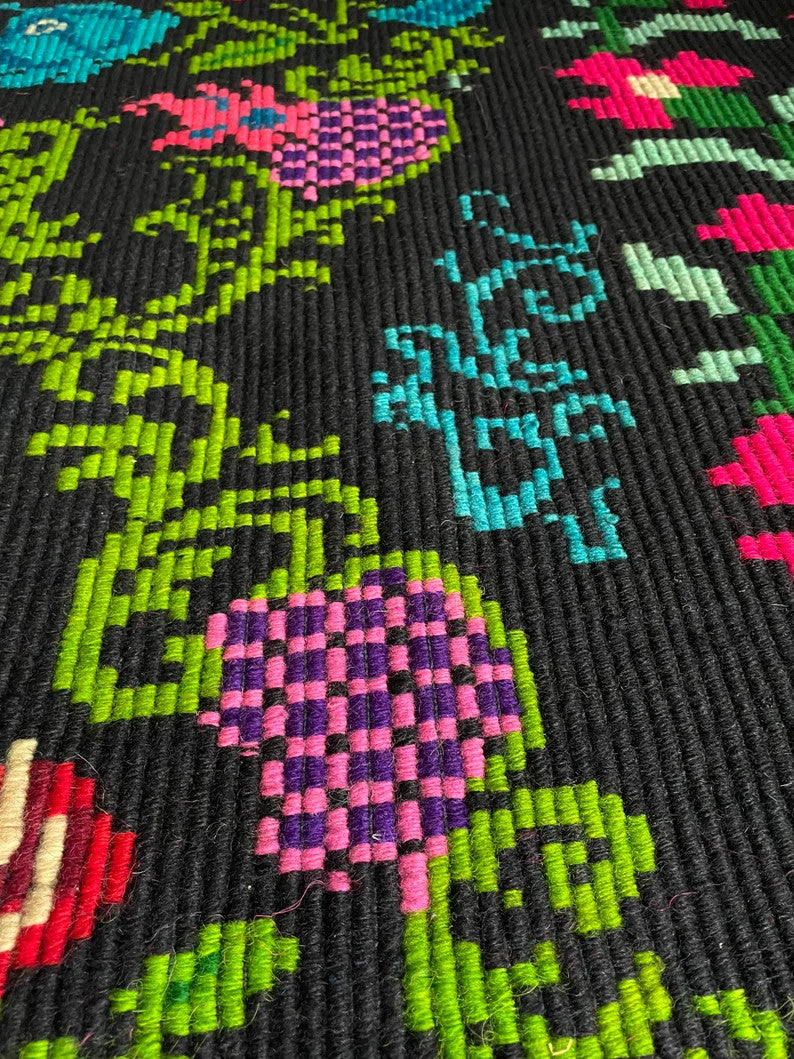 Vintage Black Floral Romanian Wool Rug, 231x155 cm, view 6