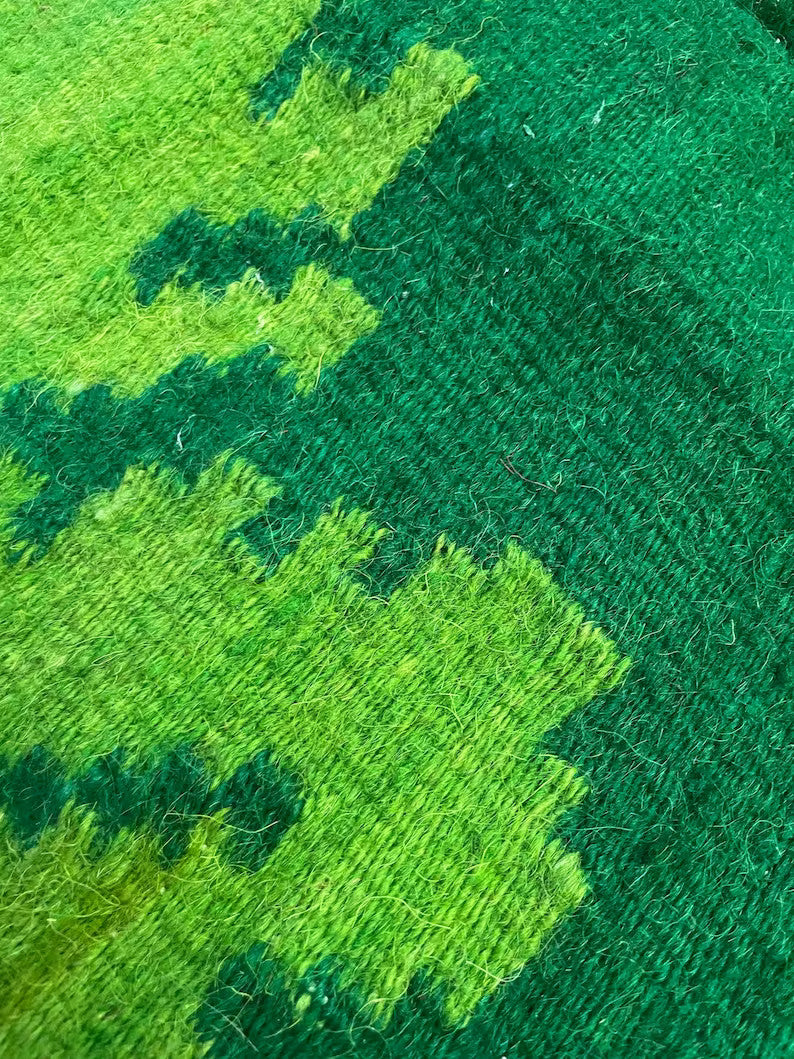 Vintage Green Floral Romanian Wool Rug, 234x166 cm, view 8