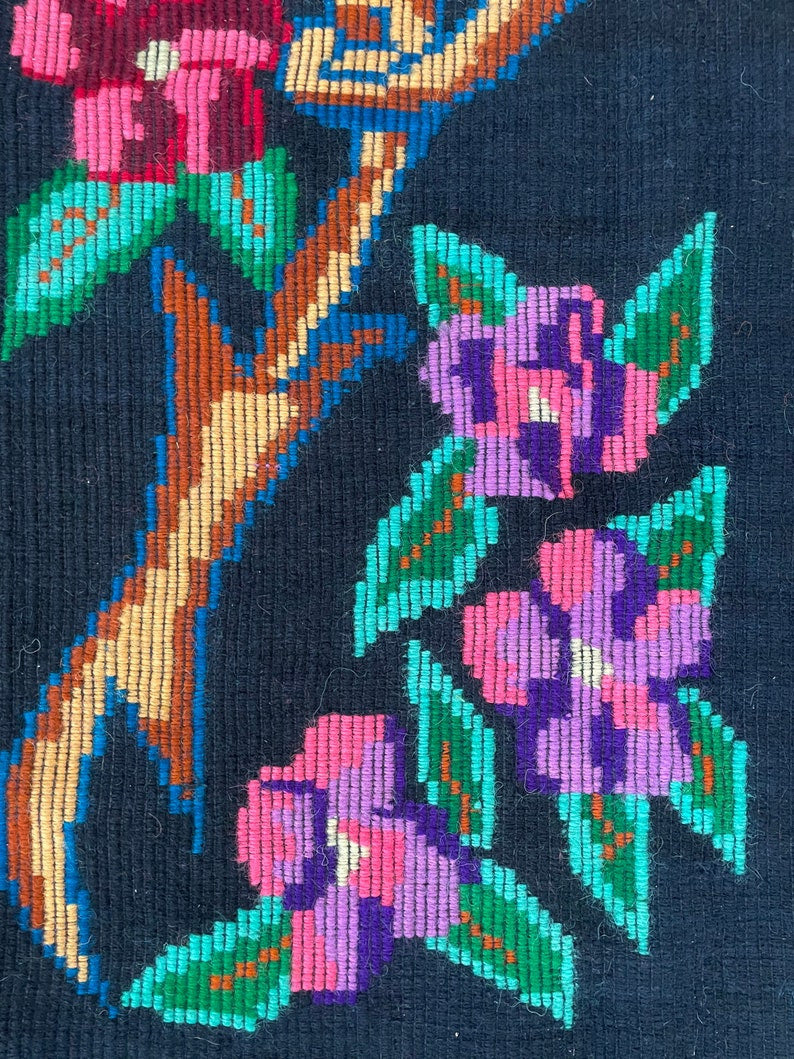 Vintage Black Floral Romanian Wool Rug, 235x150 cm, view 10