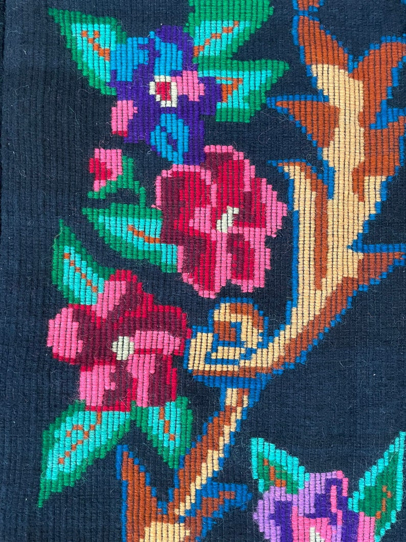 Vintage Black Floral Romanian Wool Rug, 235x150 cm, view 9