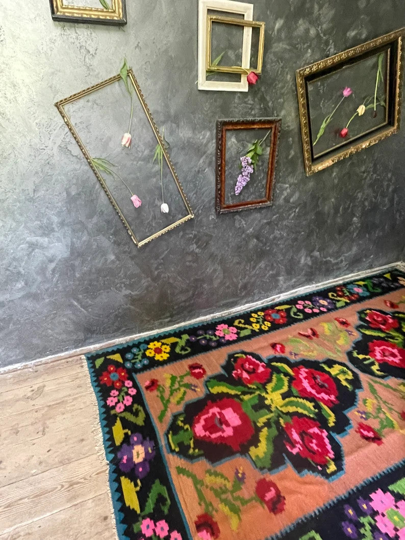 Vintage Floral Romanian Wool Rug, 271x158 cm, view 3