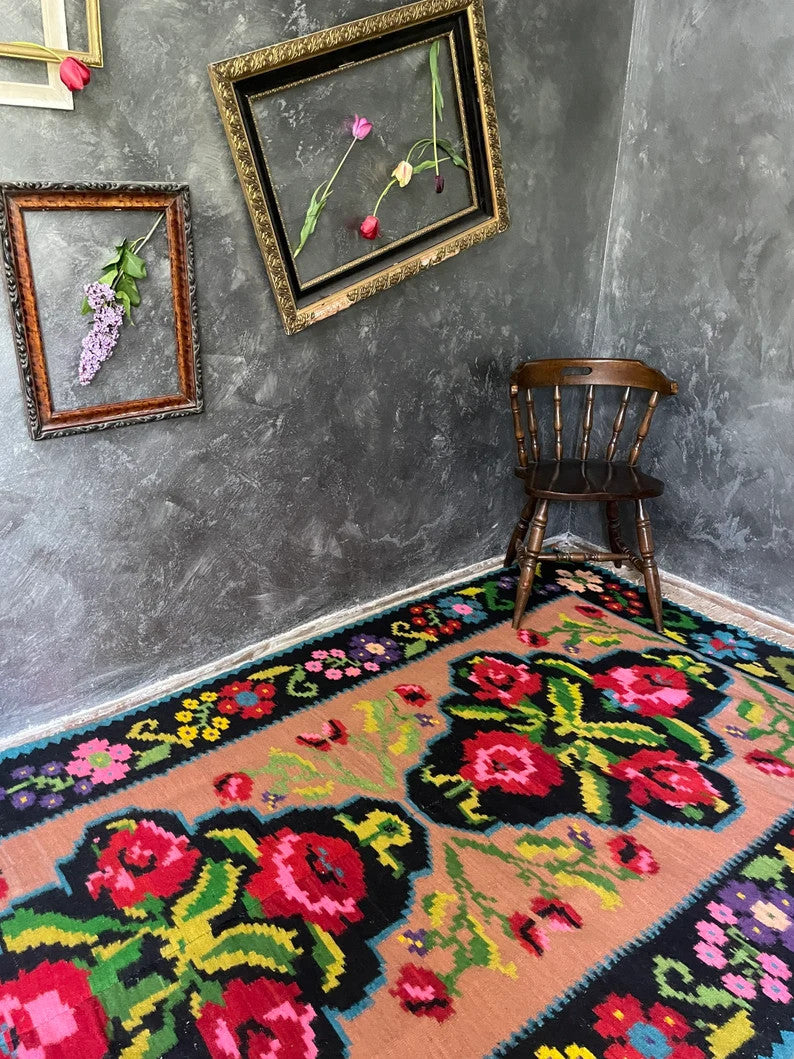Vintage Floral Romanian Wool Rug, 271x158 cm, view 4