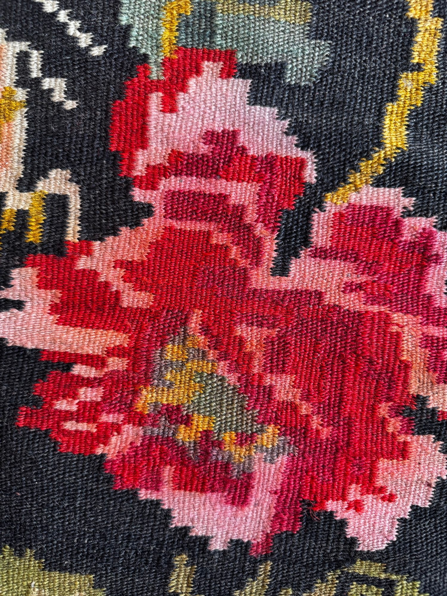 Vintage Black Floral Romanian Wool Rug, 290x180 cm, view 7