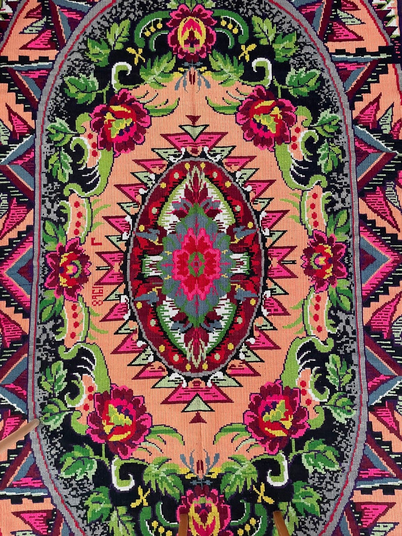 Vintage Floral Romanian Wool Rug, 348x187 cm, view 10