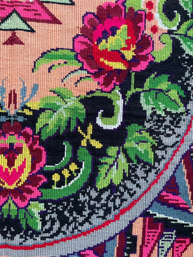 Vintage Floral Romanian Wool Rug, 348x187 cm, view 3