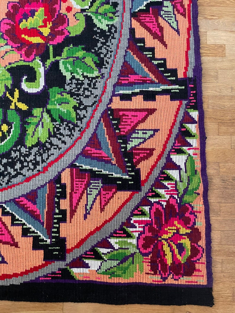 Vintage Floral Romanian Wool Rug, 348x187 cm, view 6
