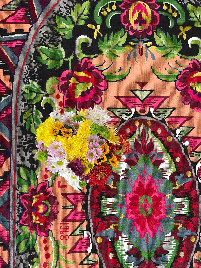 Vintage Floral Romanian Wool Rug, 348x187 cm, view 9
