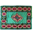 Vintage Green Geometric Romanian Wool Rug, 185x158 cm