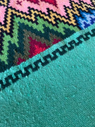 Vintage Green Geometric Romanian Wool Rug, 185x158 cm, view 6