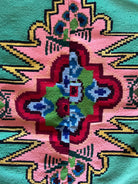 Vintage Green Geometric Romanian Wool Rug, 185x158 cm, view 7