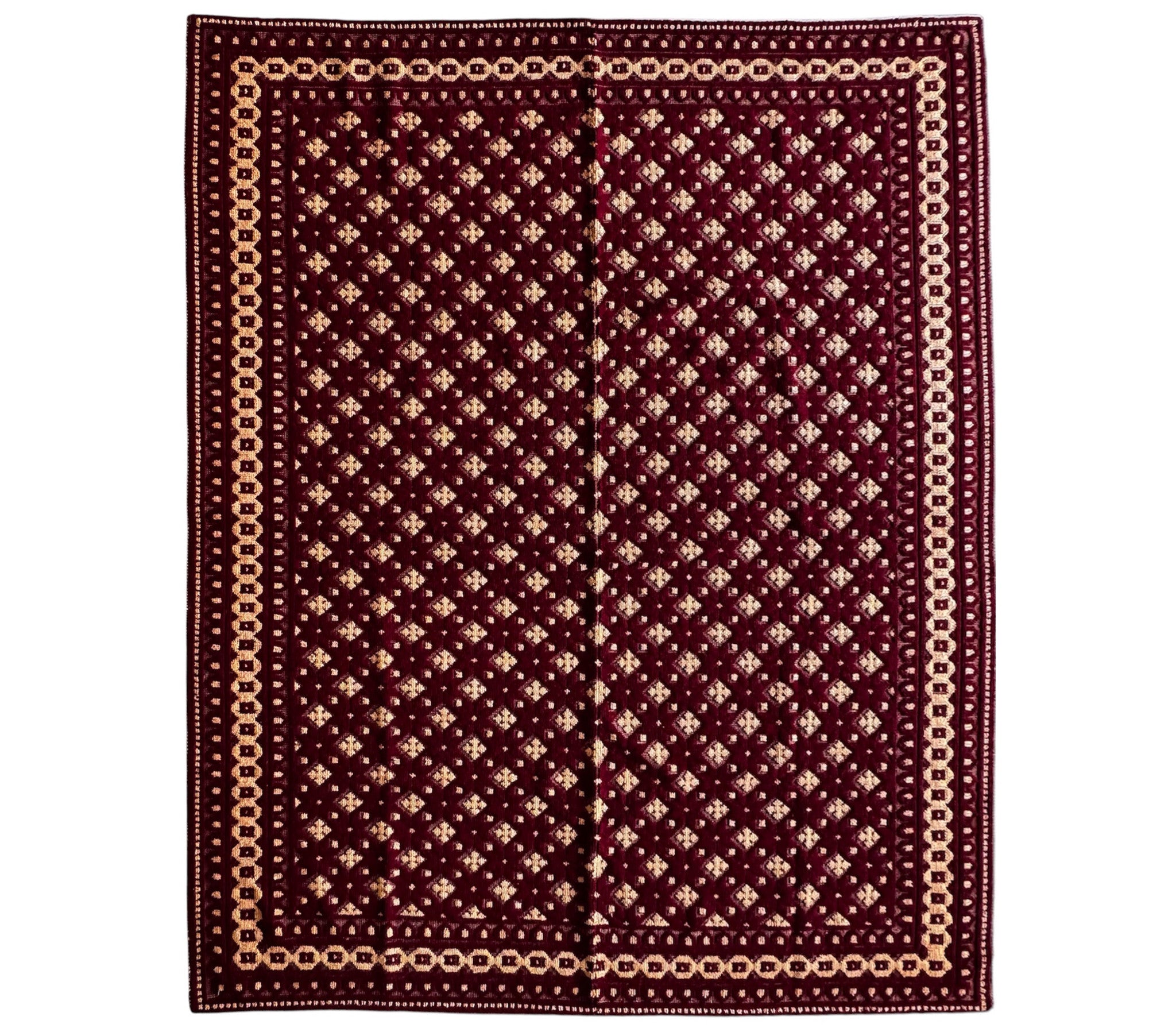 Vintage Beige Geometric Romanian Wool Rug, 200x175 cm