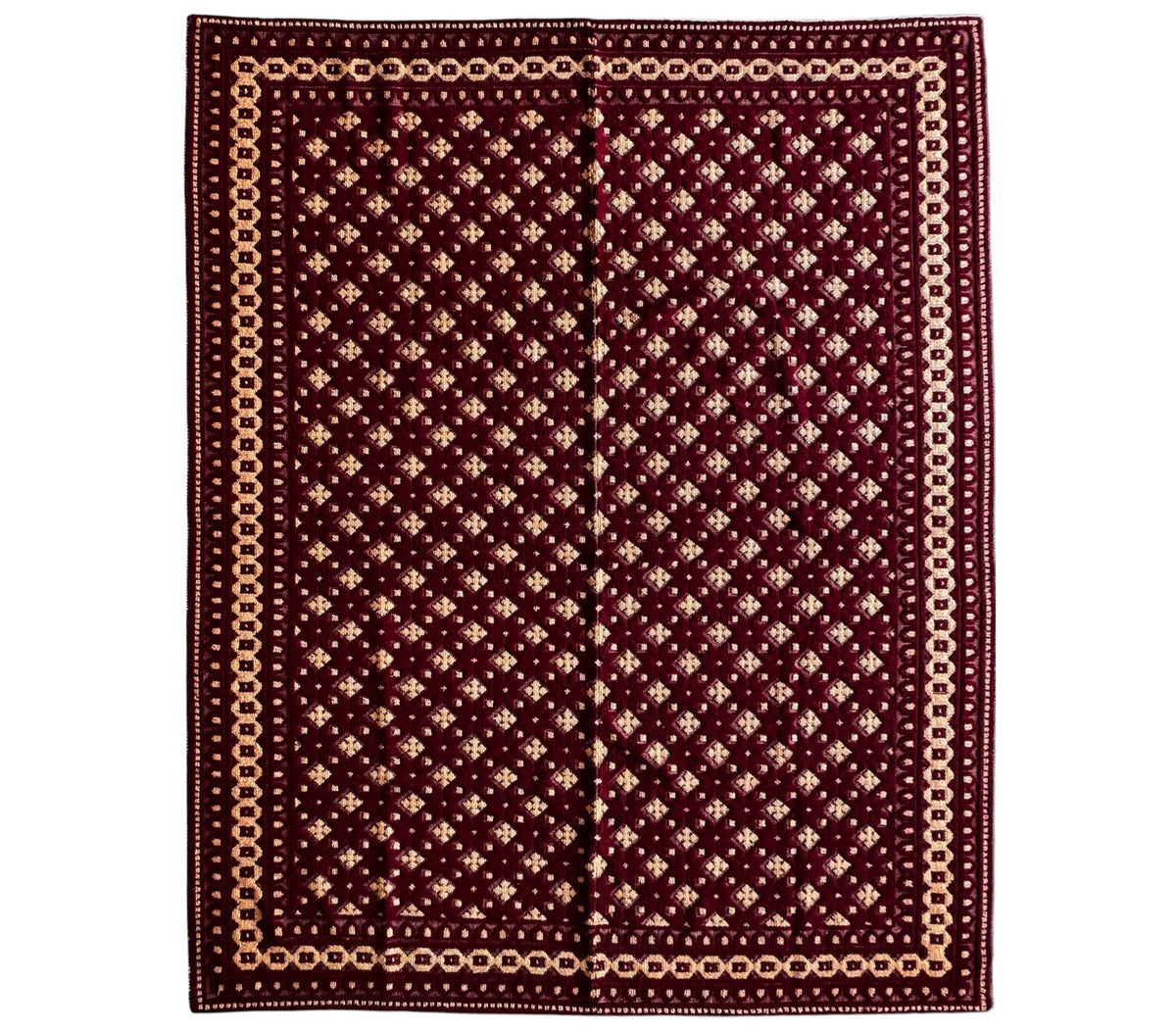 Vintage Beige Geometric Romanian Wool Rug, 200x175 cm