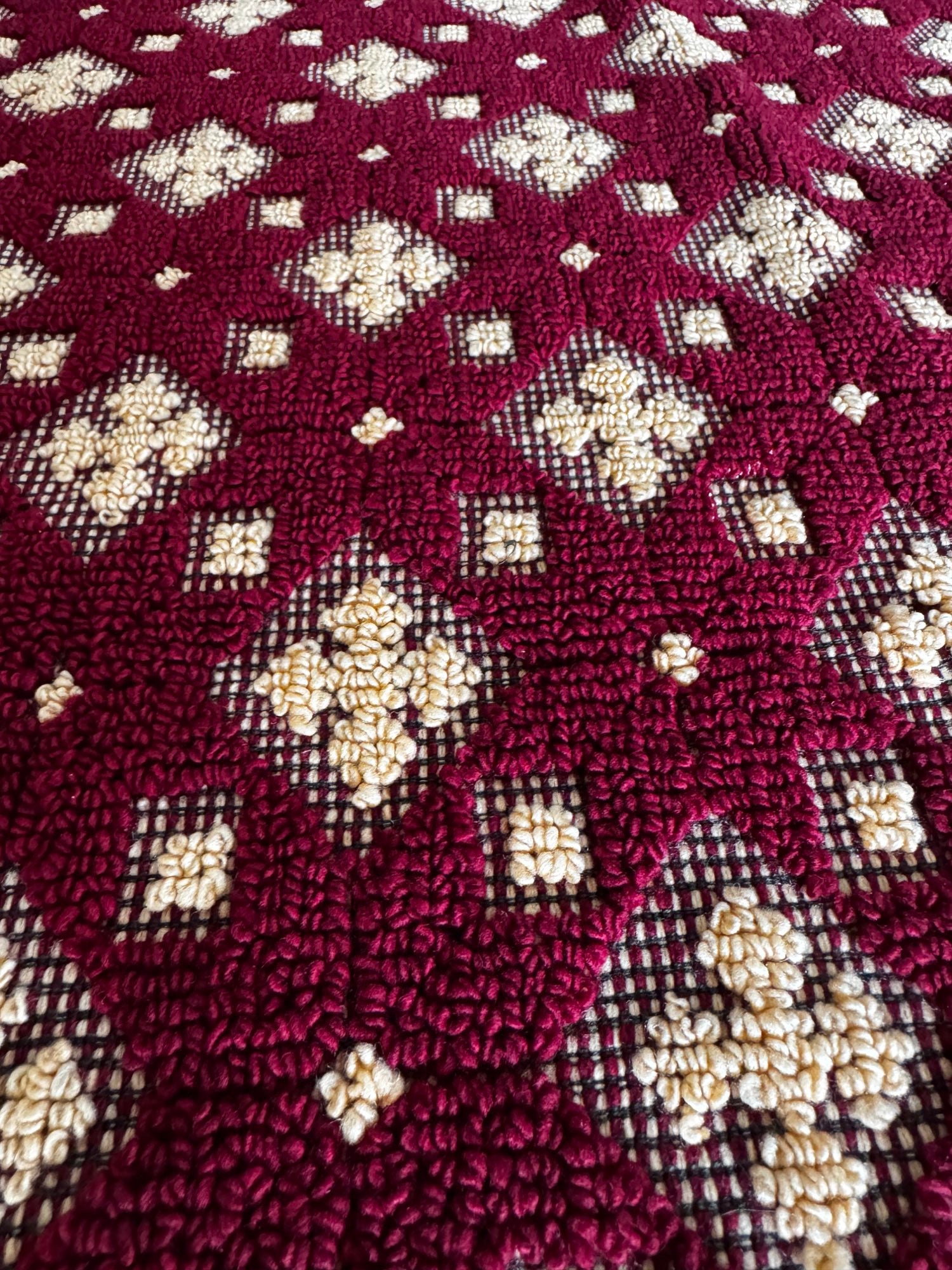 Vintage Beige Geometric Romanian Wool Rug, 200x175 cm, view 7