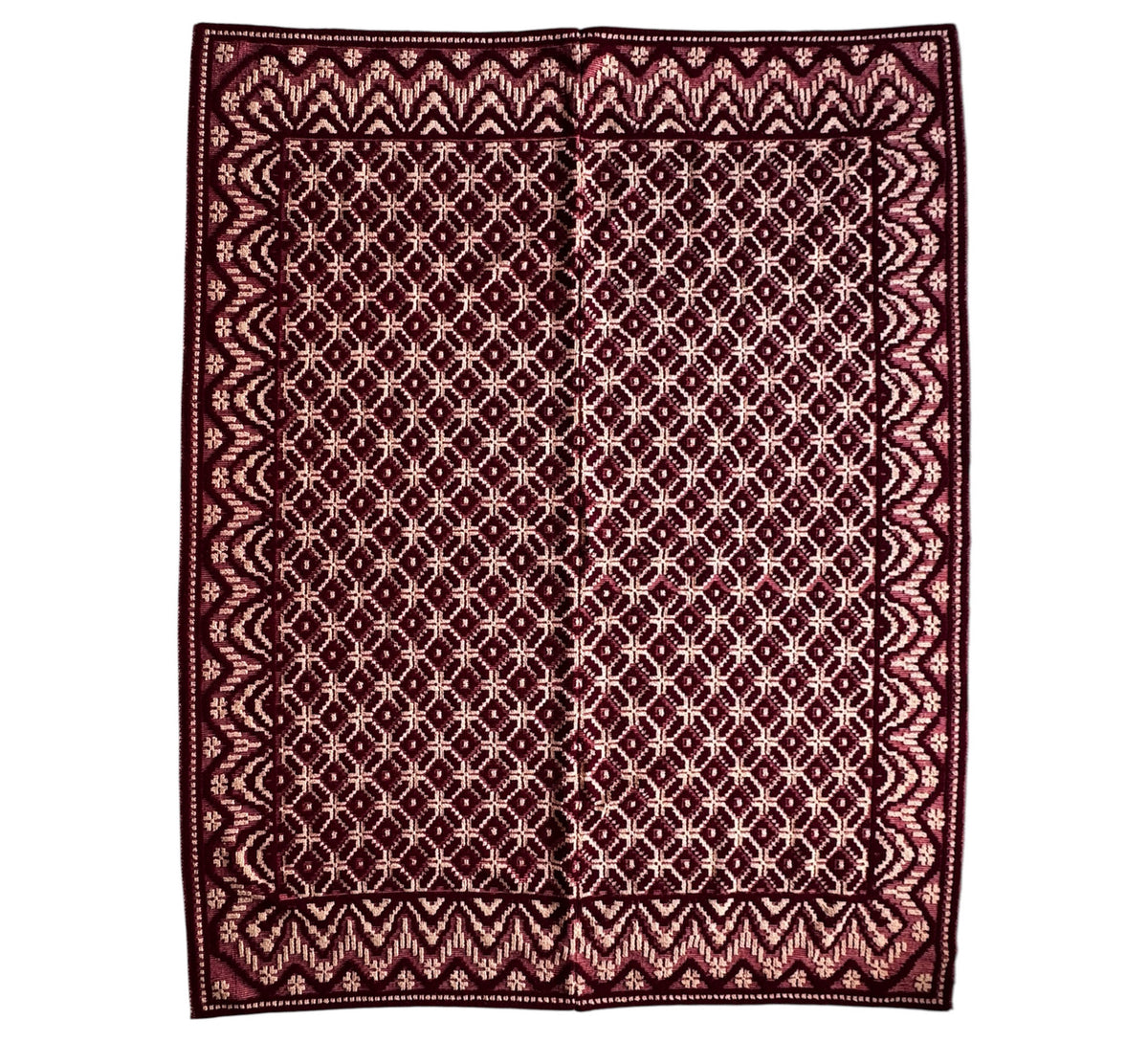 Vintage Beige Geometric Romanian Wool Rug, 220x180 cm