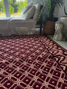 Vintage Beige Geometric Romanian Wool Rug, 220x180 cm, view 11