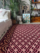 Vintage Beige Geometric Romanian Wool Rug, 220x180 cm, view 12
