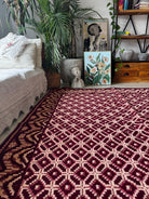 Vintage Beige Geometric Romanian Wool Rug, 220x180 cm, view 14