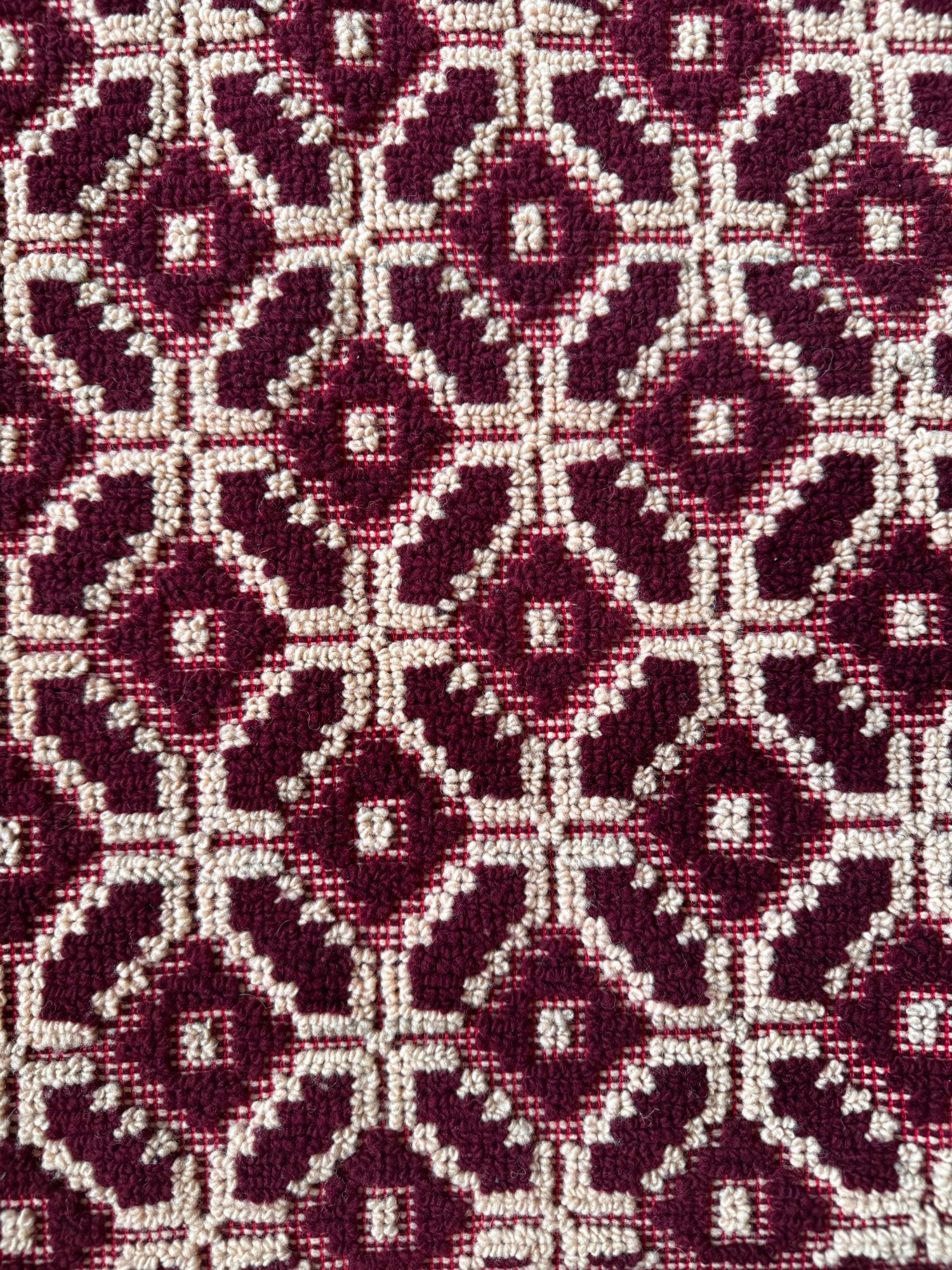 Vintage Beige Geometric Romanian Wool Rug, 220x180 cm, view 2
