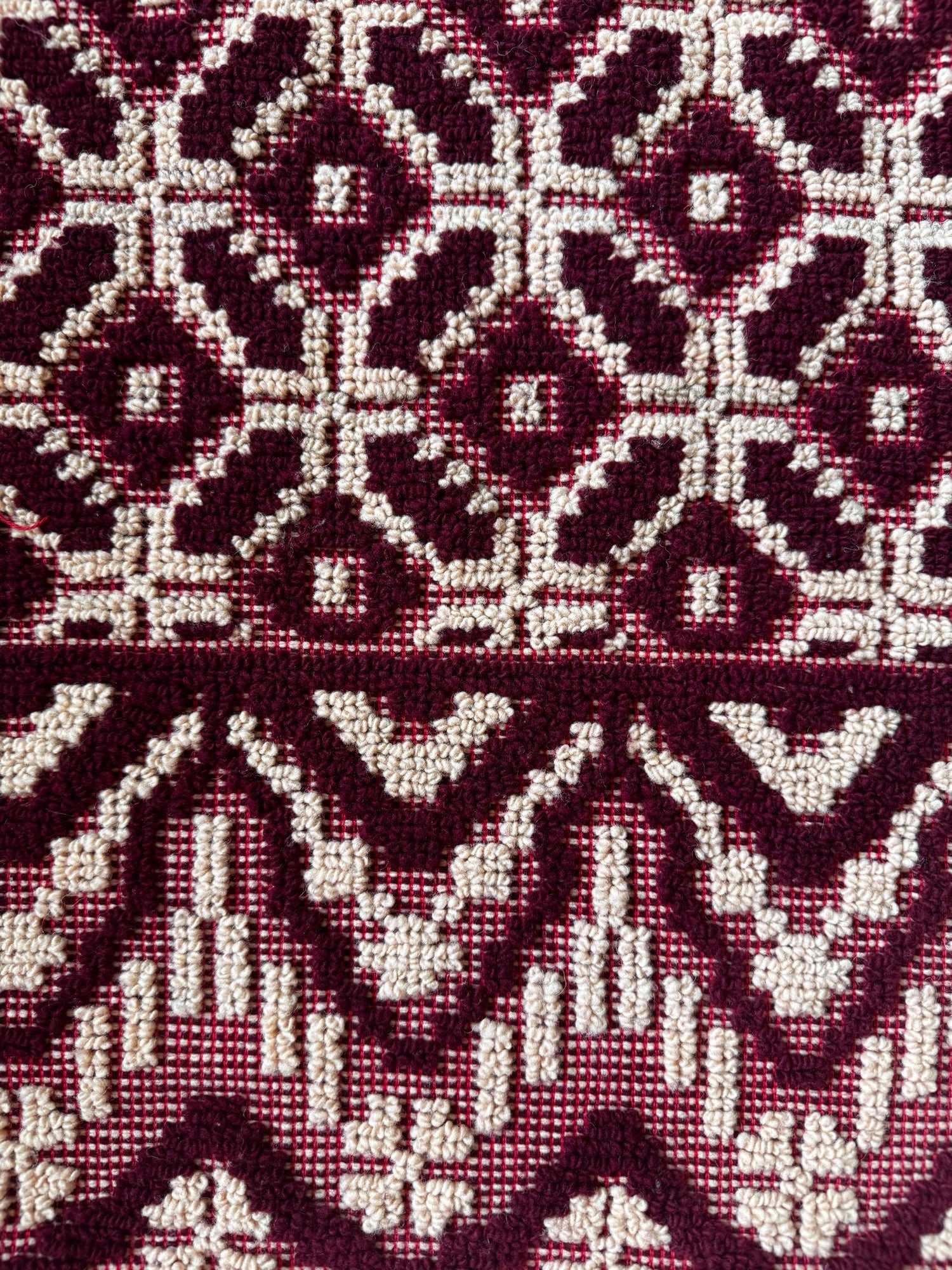 Vintage Beige Geometric Romanian Wool Rug, 220x180 cm, view 5