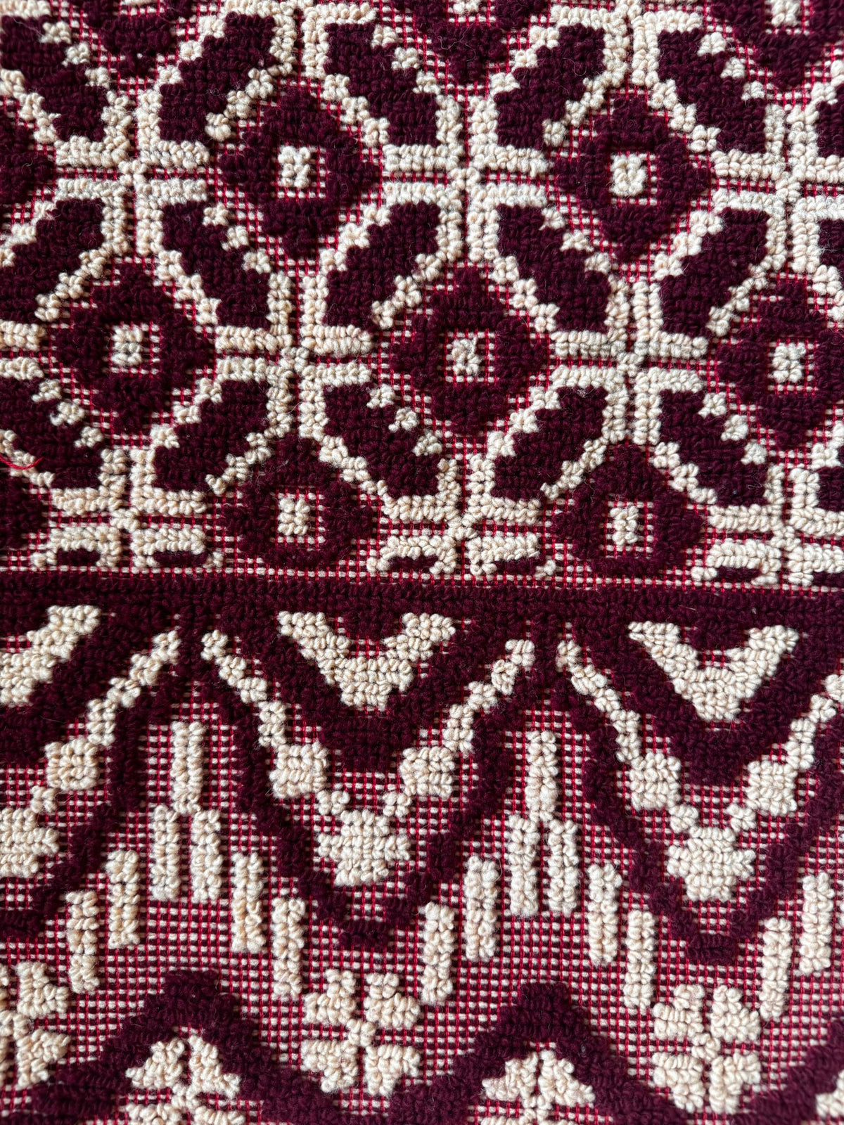 Vintage Beige Geometric Romanian Wool Rug, 220x180 cm, view 5