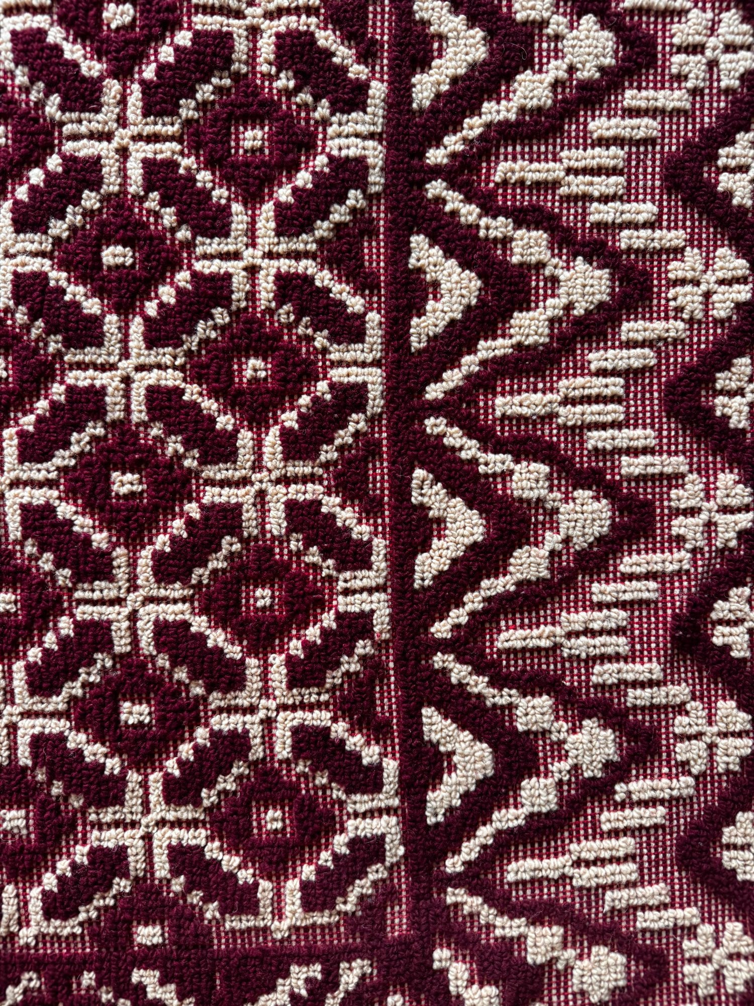 Vintage Beige Geometric Romanian Wool Rug, 220x180 cm, view 6