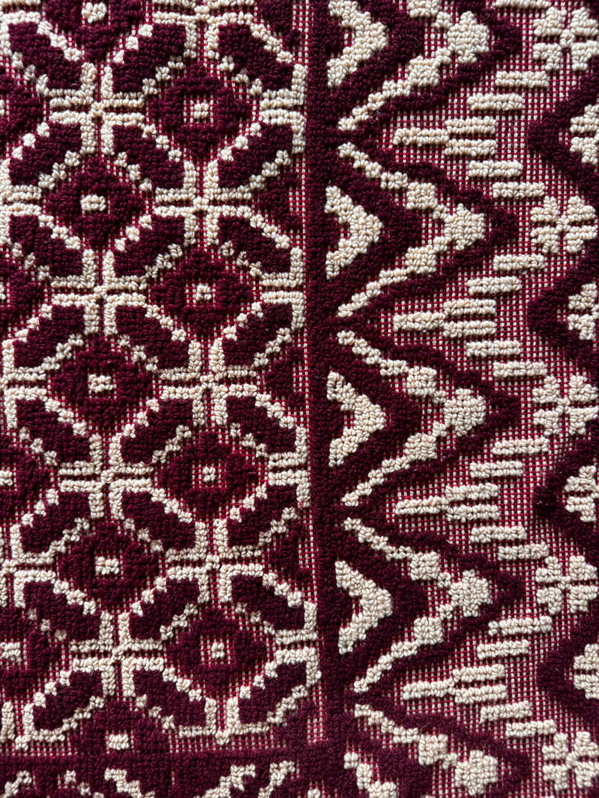 Vintage Beige Geometric Romanian Wool Rug, 220x180 cm, view 6