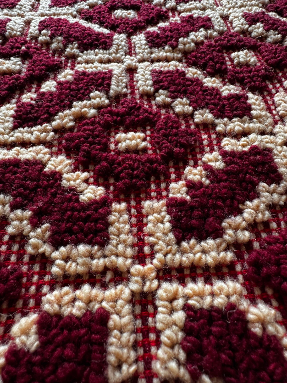 Vintage Beige Geometric Romanian Wool Rug, 220x180 cm, view 7
