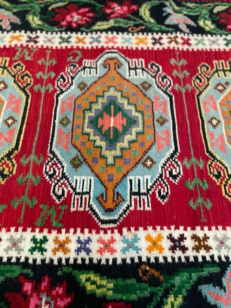 Vintage Geometric Romanian Wool Rug, 230x130 cm, view 10