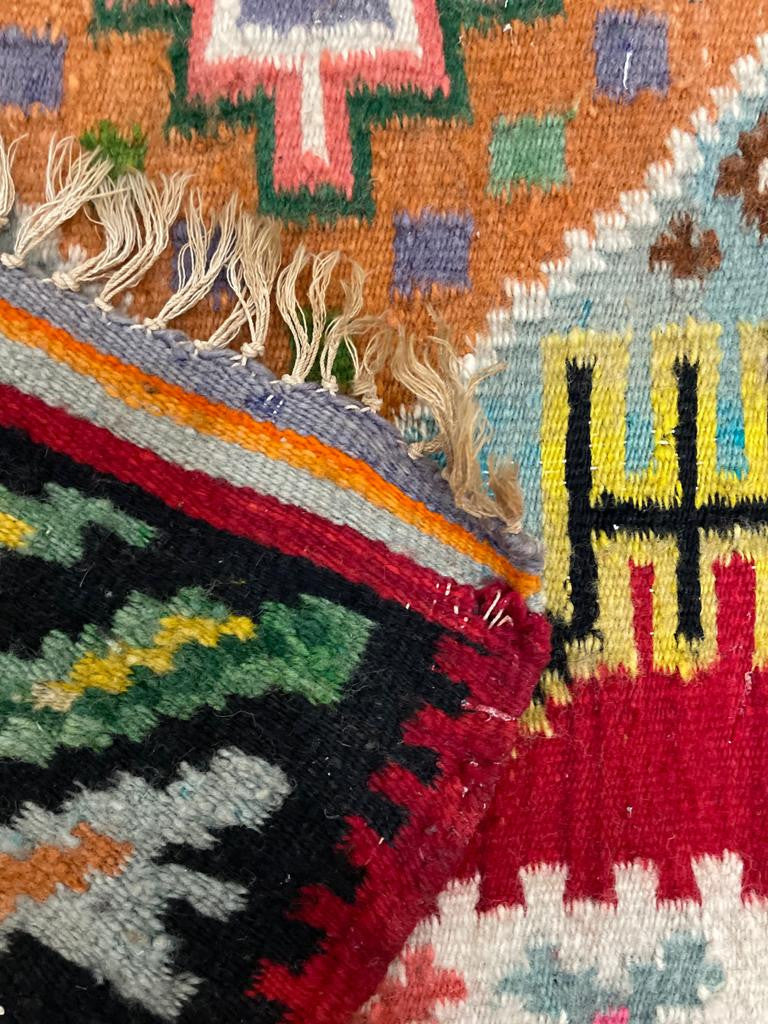 Vintage Geometric Romanian Wool Rug, 230x130 cm, view 11
