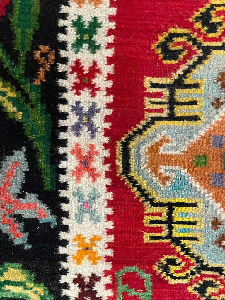 Vintage Geometric Romanian Wool Rug, 230x130 cm, view 12