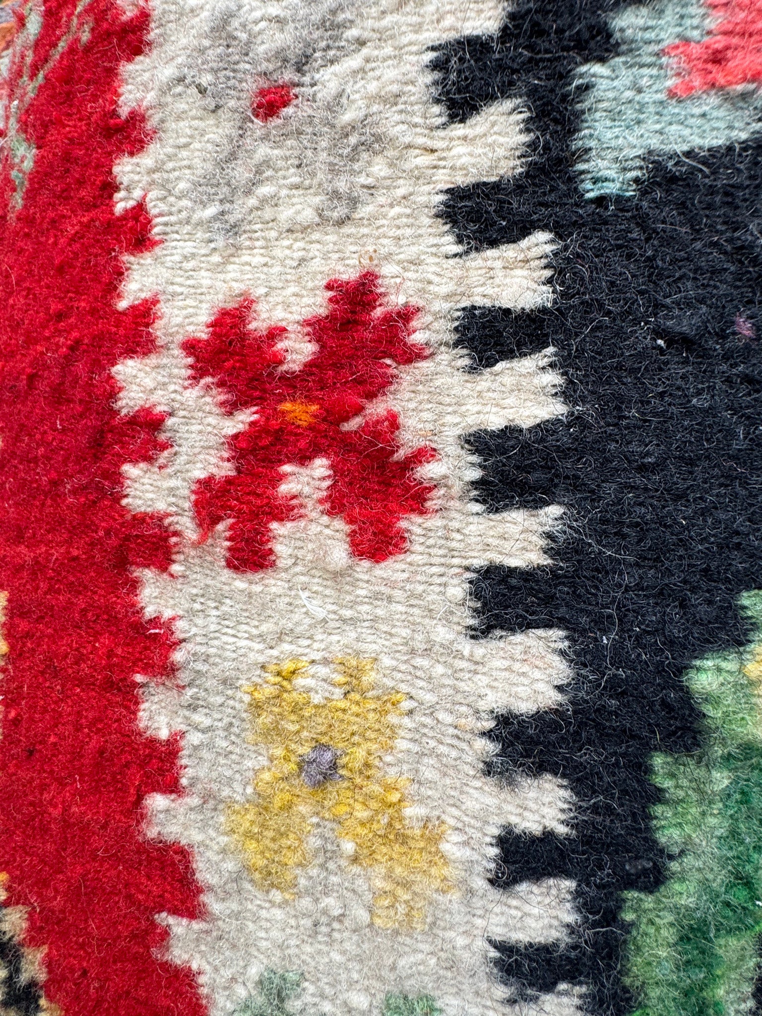 Vintage Geometric Romanian Wool Rug, 230x130 cm, view 13