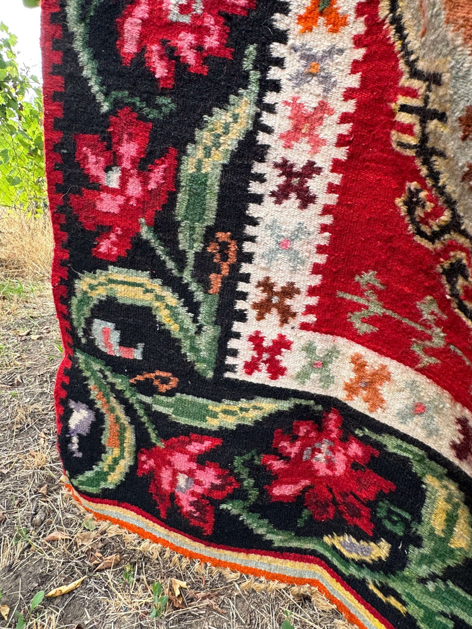 Vintage Geometric Romanian Wool Rug, 230x130 cm, view 4