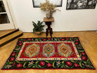 Vintage Geometric Romanian Wool Rug, 230x130 cm, view 7