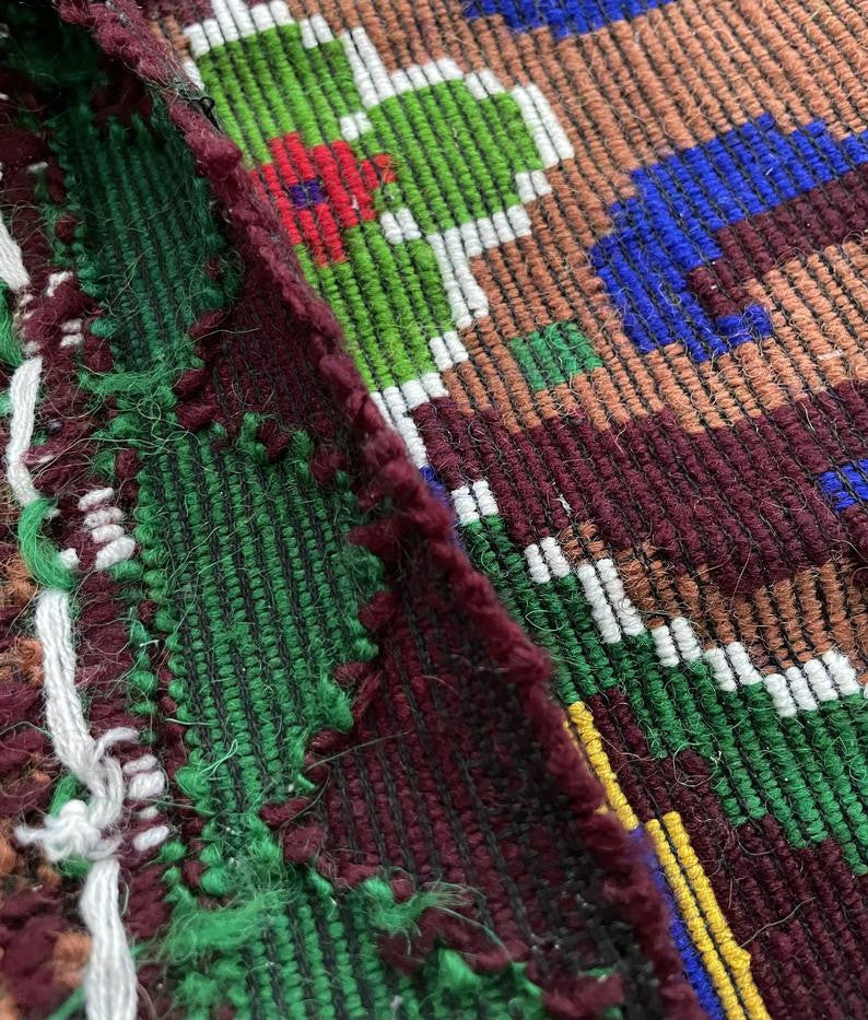 Vintage Wine Red Geometric Romanian Wool Rug, 285x140 cm, view 3