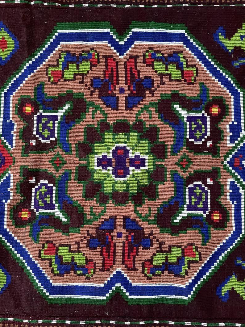 Vintage Wine Red Geometric Romanian Wool Rug, 285x140 cm, view 5