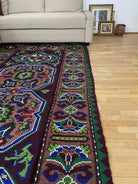 Vintage Wine Red Geometric Romanian Wool Rug, 285x140 cm, view 8