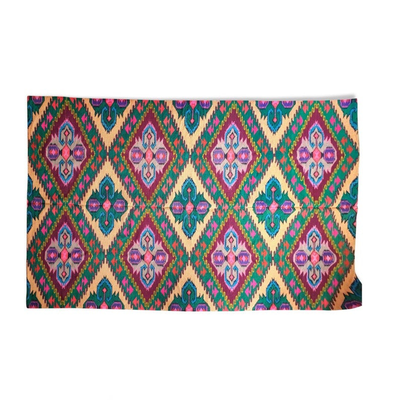 Vintage Yellow Geometric Romanian Wool Rug, 330x176 cm