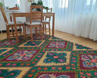 Vintage Yellow Geometric Romanian Wool Rug, 330x176 cm, view 4