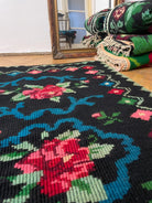 Vintage Pink Floral Romanian Wool Rug, 174x157 cm, view 6