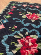 Vintage Pink Floral Romanian Wool Rug, 174x157 cm, view 9
