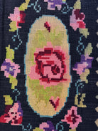 Vintage Black Floral Romanian Wool Rug, 221x142 cm, view 6